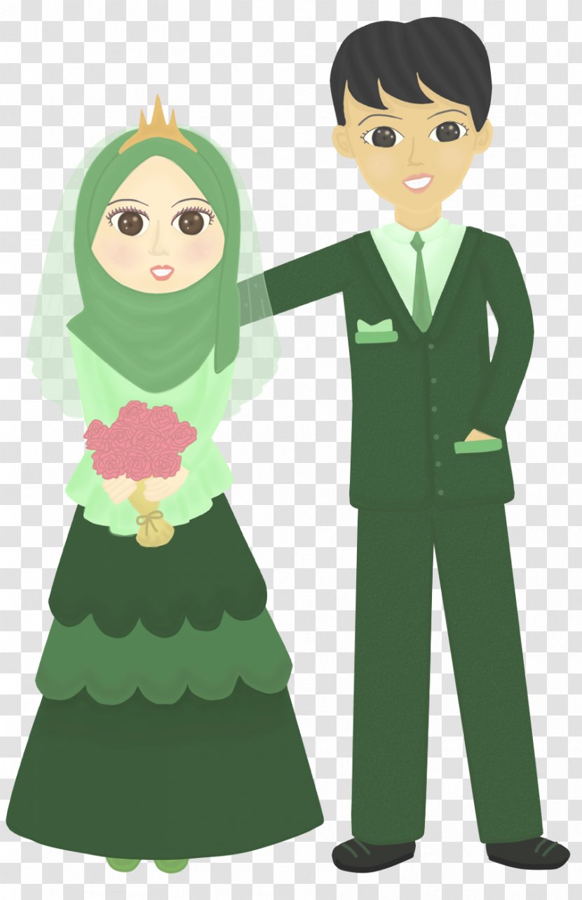 Wedding Invitation Clip Art Islamic Marital Practices Quran Marriage - Frame - Green Lady Suit Transparent PNG