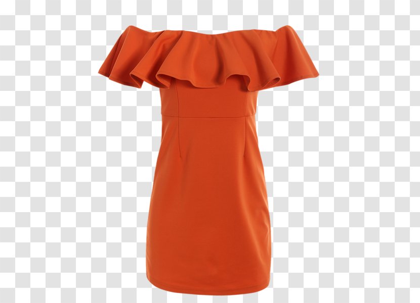 Sleeve Bodycon Dress Ruffle Neckline - Sleeveless Shirt - Orange Transparent PNG
