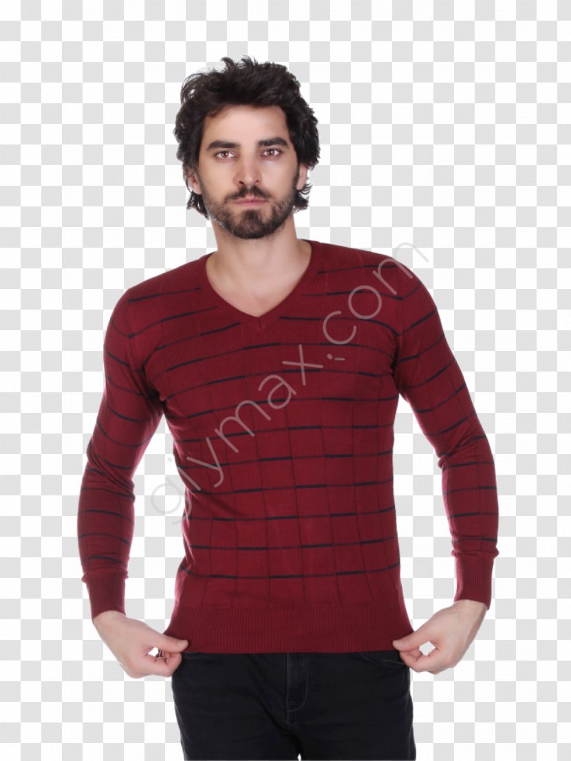 T-shirt Sweater Maroon Collar Sleeve - Jacket - BAKLAVA Transparent PNG