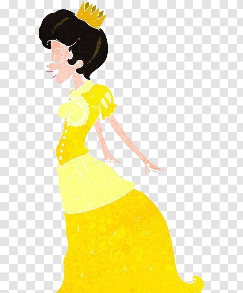 Skirt Cartoon Designer Illustration - Watercolor - Yellow Princess Transparent PNG
