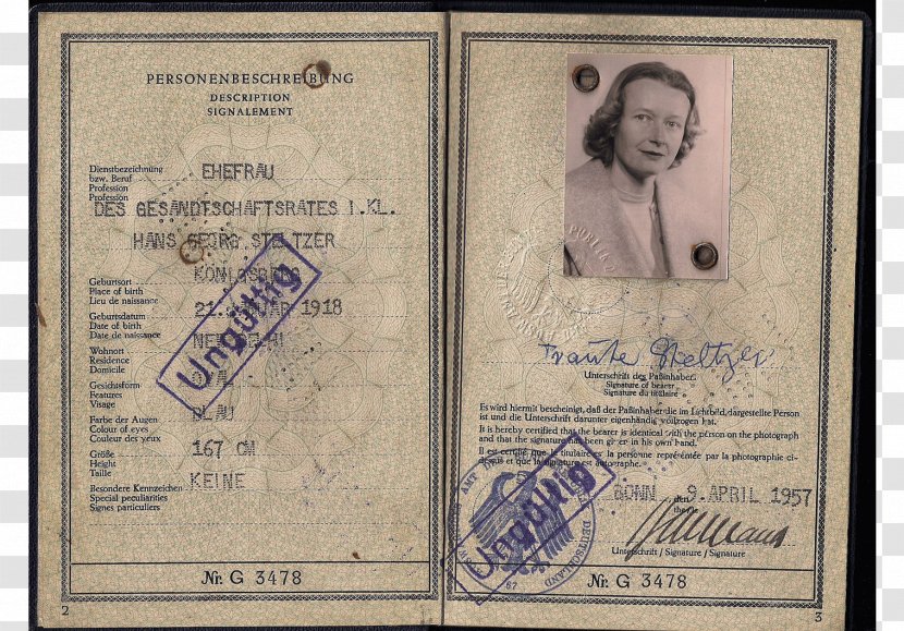 Identity Document Travel Germany German Passport - Diplomat Transparent PNG