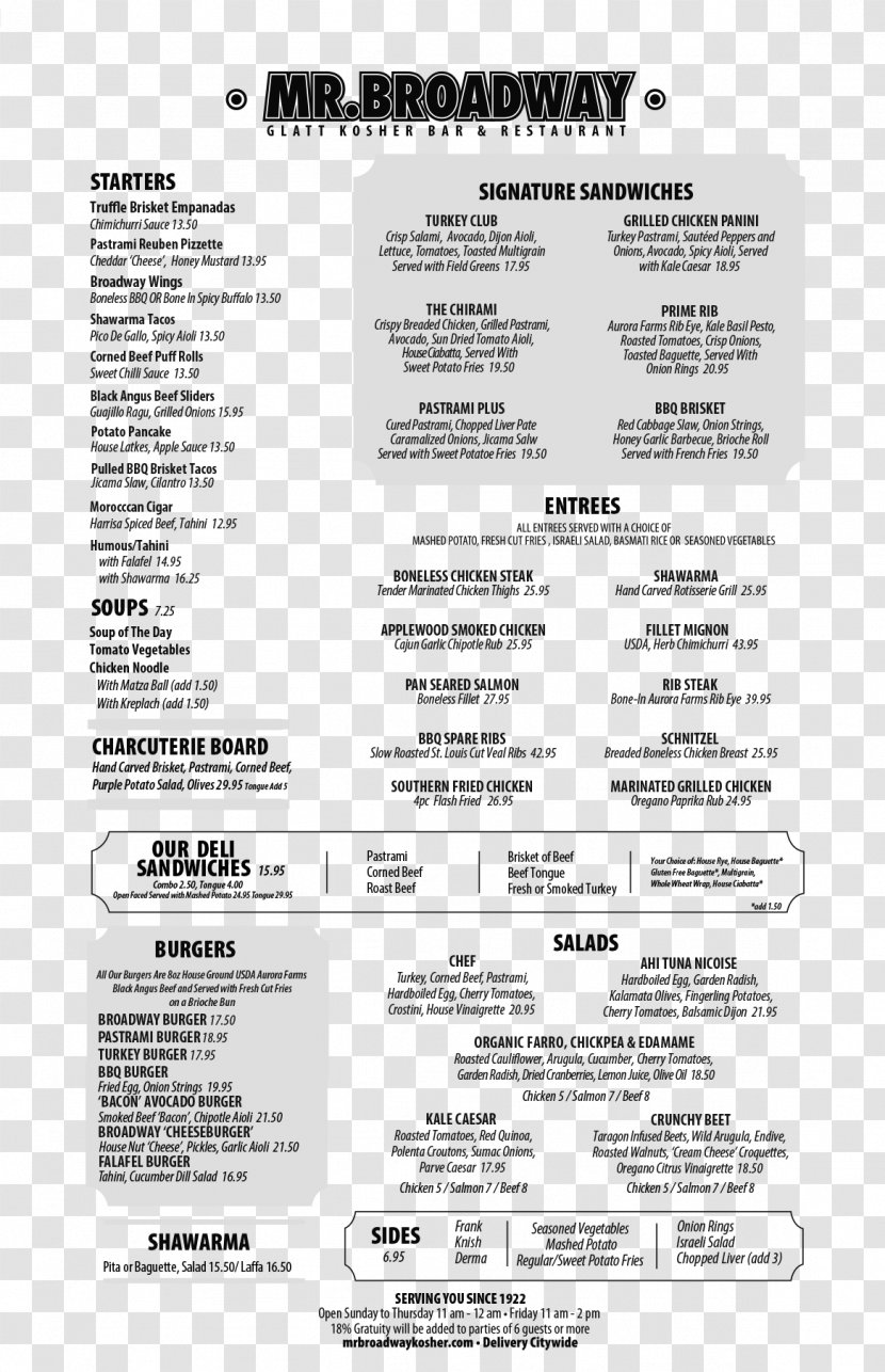 Mr. Broadway Kosher Foods Design M Group - Dinner - Tabu Sushi Bar Grill Transparent PNG