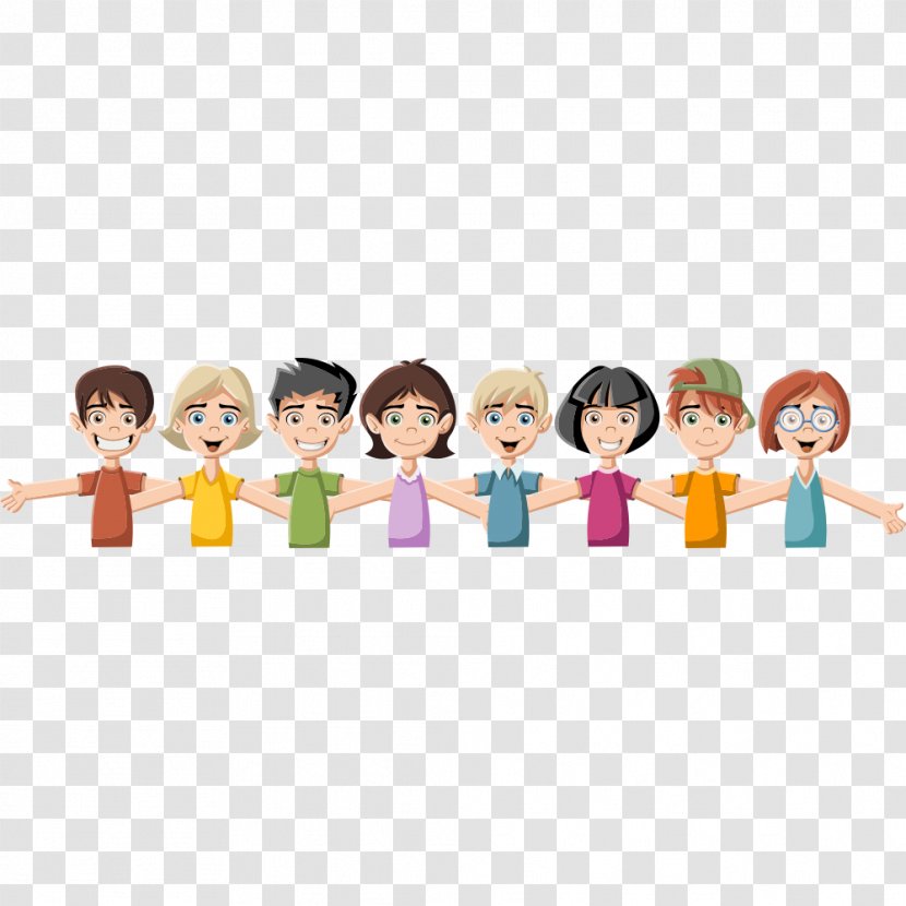Cartoon Child Royalty-free Illustration - Stock Photography - Young Men And Women Holding Hands Transparent PNG