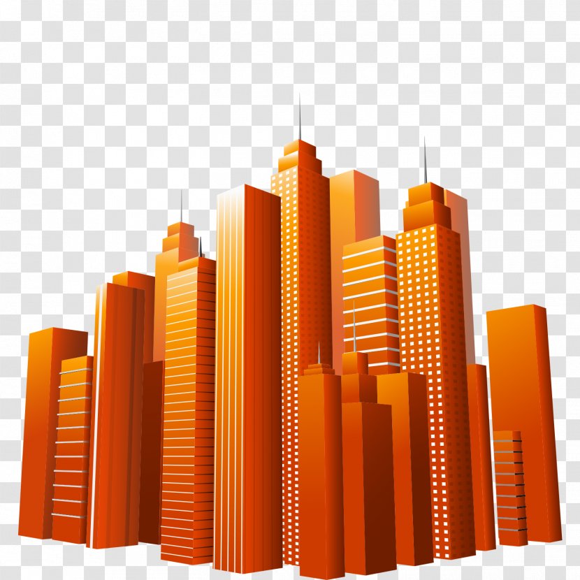 Euclidean Vector Skyscraper - Orange - Technological Sense Skyscrapers Transparent PNG