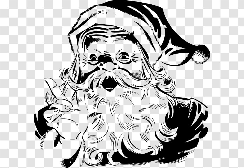 Santa Claus Black And White Christmas Clip Art - Silhouette - Saint Nicholas Transparent PNG