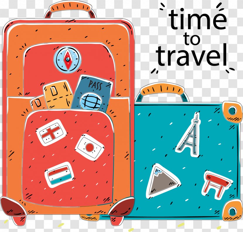 Suitcase Travel Baggage Clip Art - Vector Hand-painted Transparent PNG