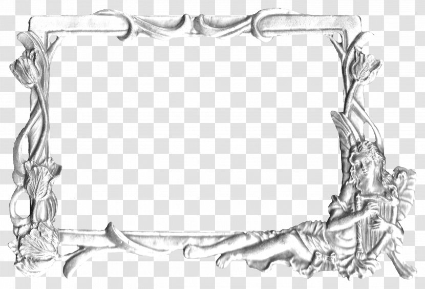 Silver Picture Frame Metal - Line Art Transparent PNG