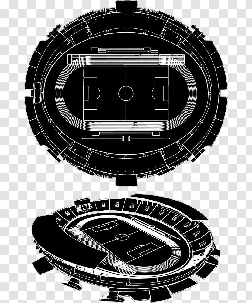Stadium Football Illustration - Monochrome - Background Transparent PNG