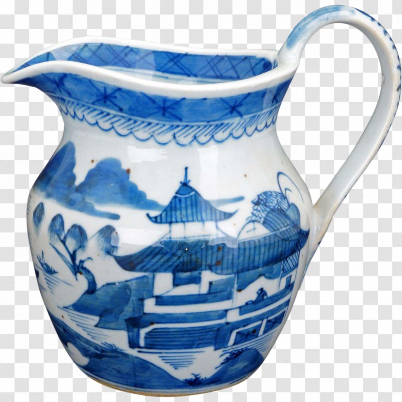 Jug Blue And White Pottery Ceramic Porcelain - Drinkware Transparent PNG