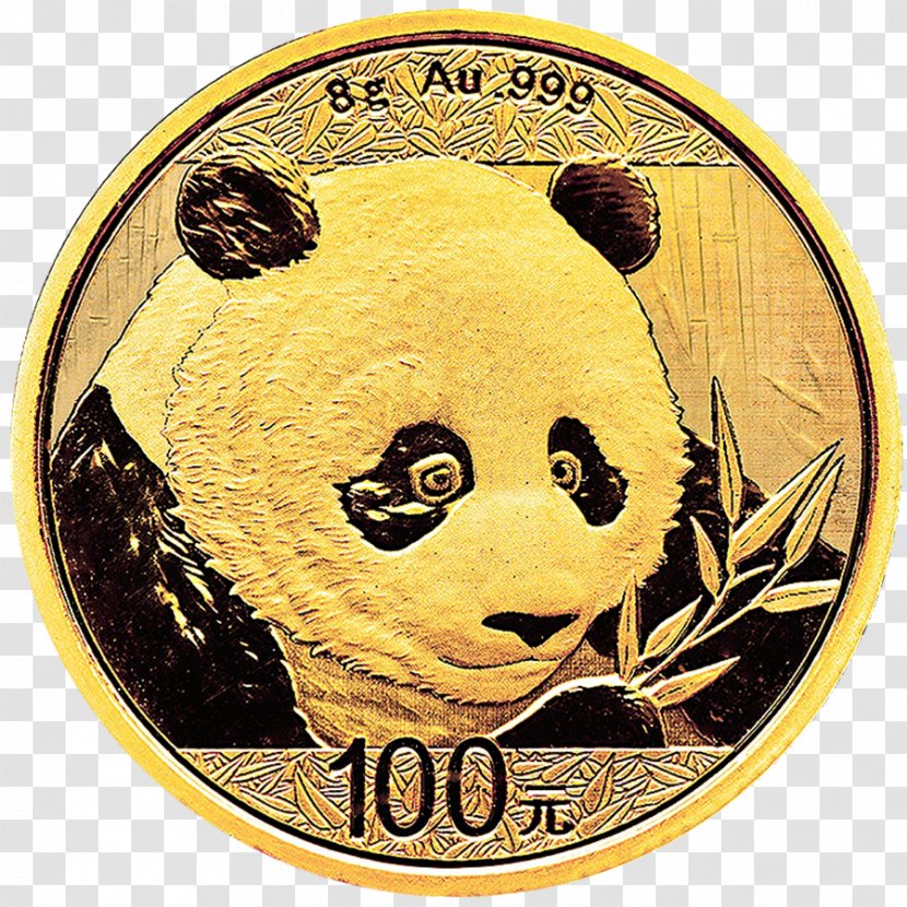 Giant Panda Chinese Gold Bullion Coin - Metal Transparent PNG