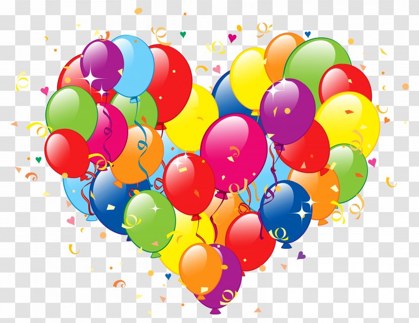 Balloon Birthday Party Clip Art - Heart Of Balloons Clipart Image Transparent PNG