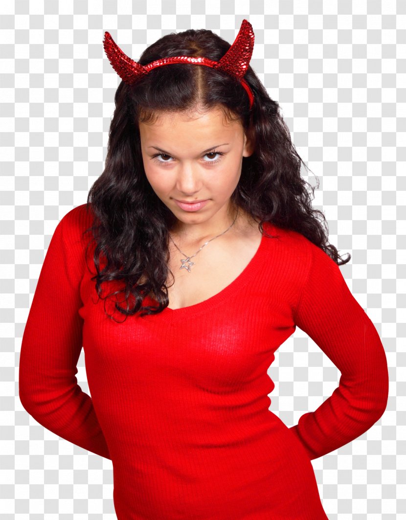Woman Female - Frame - Young Wearing Devil Costume Transparent PNG
