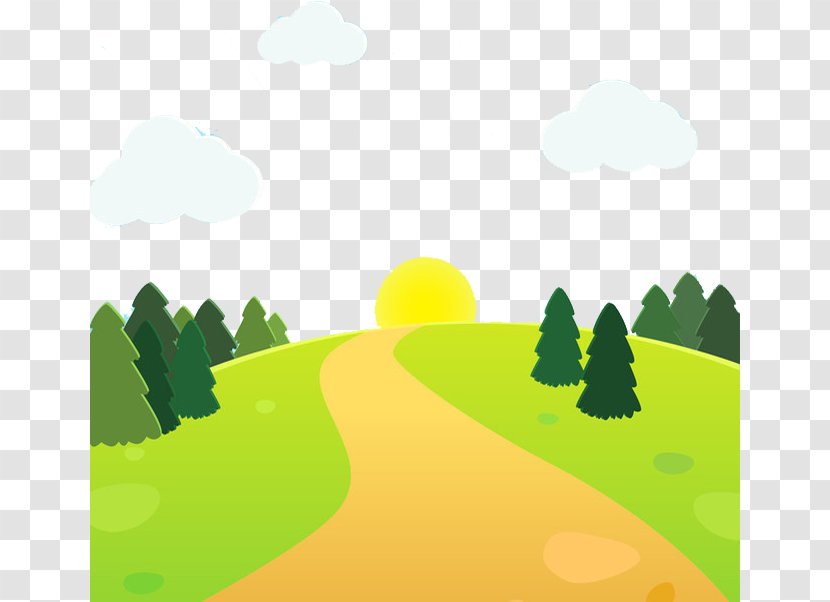 Road Cartoon Illustration - Leaf - Mountain Transparent PNG