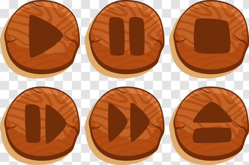 Button Icon - Media Player - Vector Wooden Buttons Transparent PNG