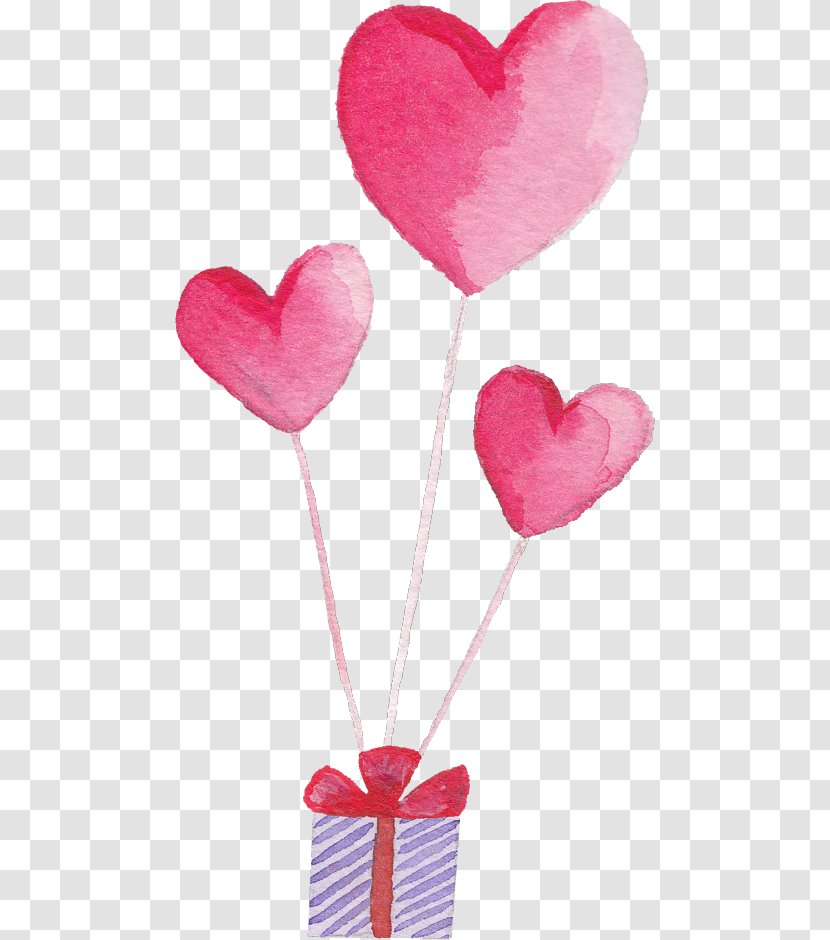 Heart Designer Balloon - Watercolor Painting Transparent PNG