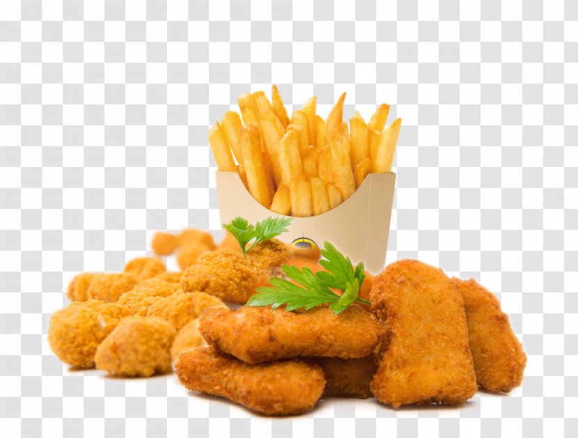 Chicken Nugget French Fries Fingers Pizza Fried - Vegetarian Food Transparent PNG