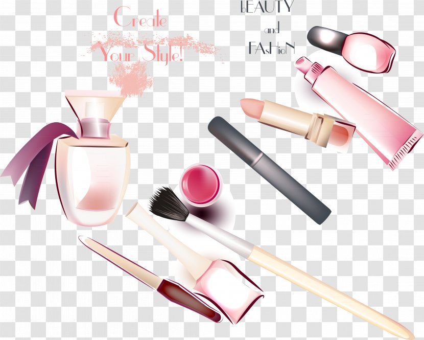 Lipstick Perfume Lip Gloss - Cosmetics - Red Bottle Transparent PNG