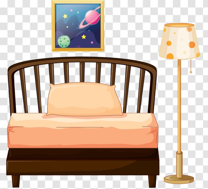 Nightstand Bedroom Furniture - Royaltyfree - Bed And A Small Table Lamp Transparent PNG