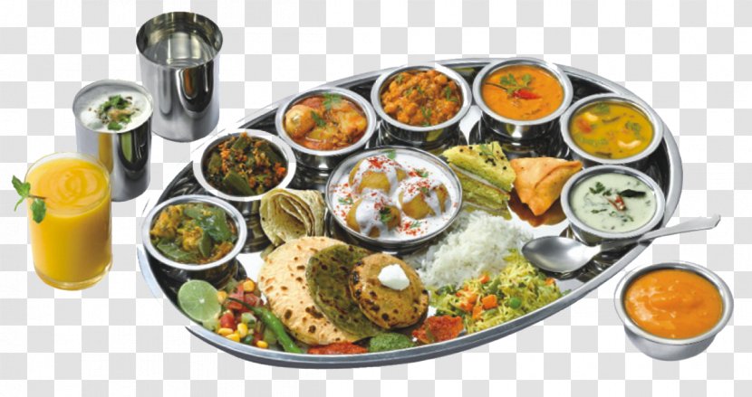 Vegetarian Cuisine Indian Roti Farsan Thali - Khana Transparent PNG