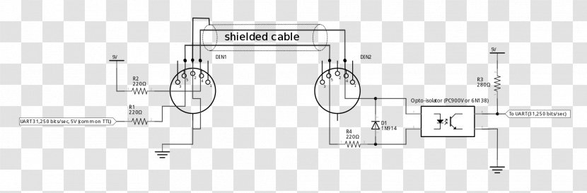 Diagram Electrical Connector Wires & Cable DIN PS/2 Port - Wiring - Network Interface Controller Transparent PNG