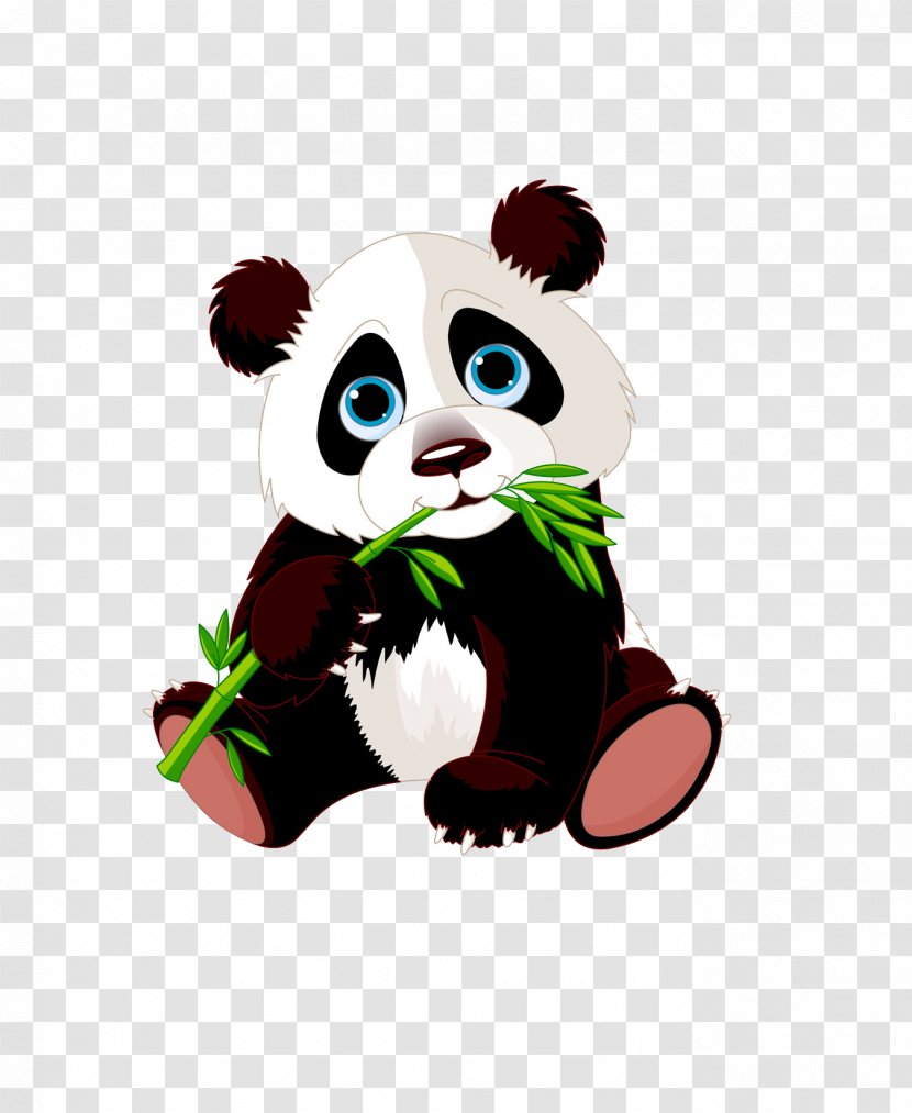 Giant Panda Bear Red Bamboo Clip Art - Royaltyfree - Eating Transparent PNG