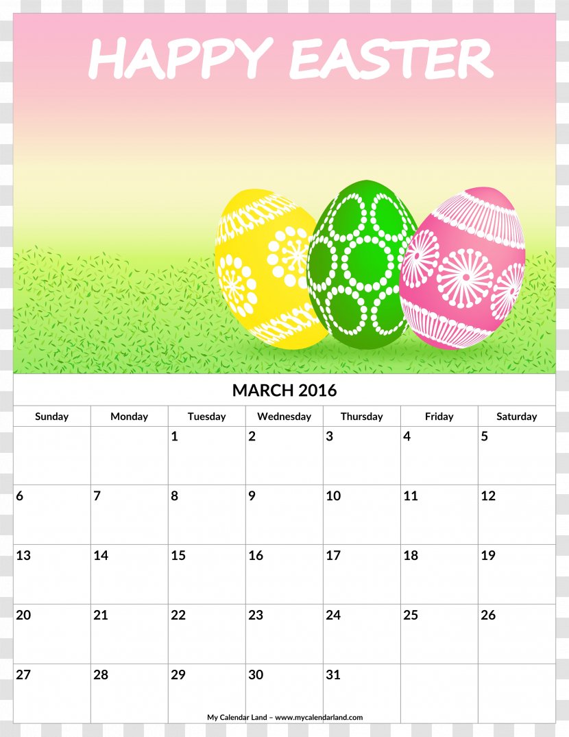 Easter Egg Wish Christmas Decorating - Monthly Calendar Transparent PNG
