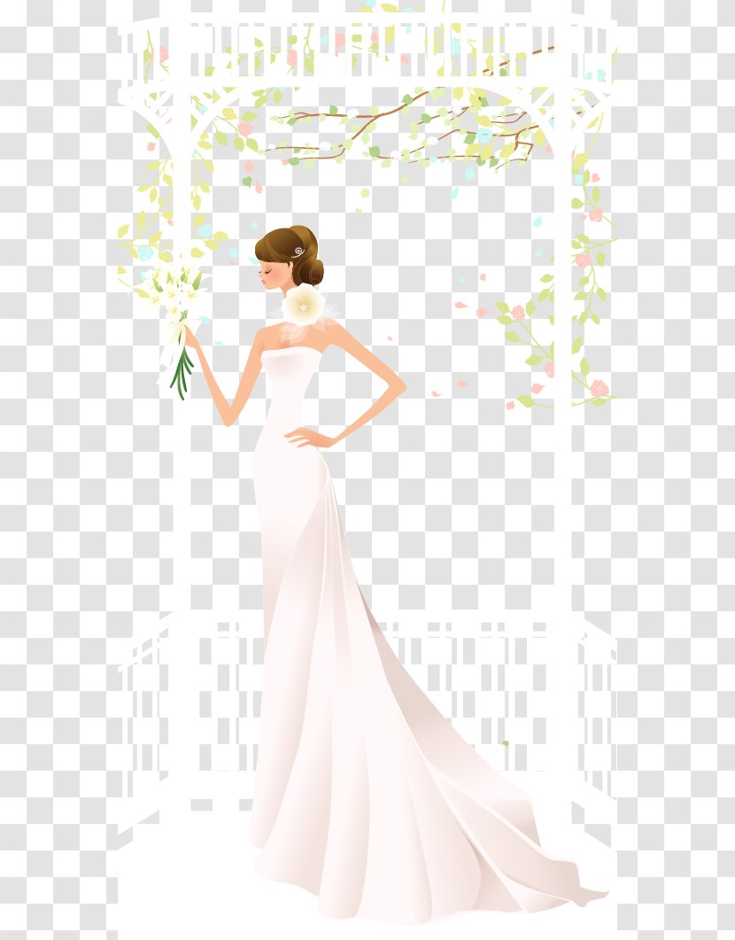Euclidean Vector Bride Computer File - Silhouette - And Wedding Flowers Background Material Transparent PNG