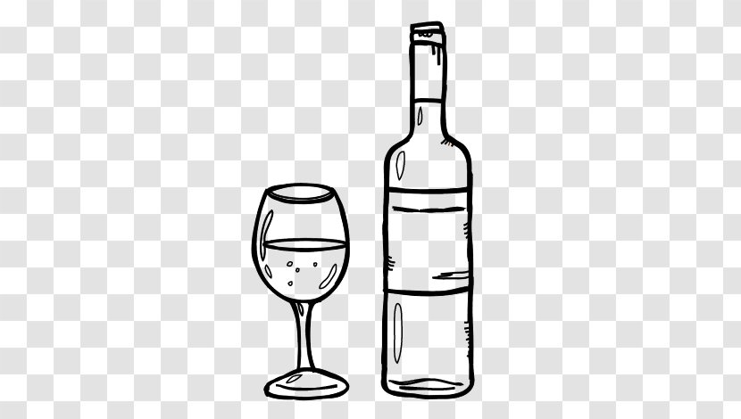Wine Drawing Bottle Drink Food - Black And White Transparent PNG