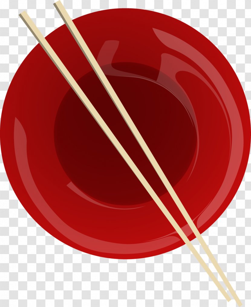 Korea Euclidean Vector Chopsticks Illustration - Tableware - Red Painted Plates And A Pair Of Transparent PNG