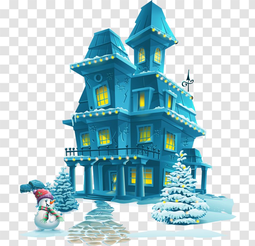 Santa Claus Halloween Haunted Attraction Illustration - House - Blue Castle Transparent PNG