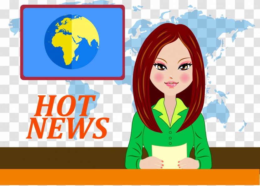 Cartoon Graphic Design Television Icon - Flower - News Female Anchor Transparent PNG