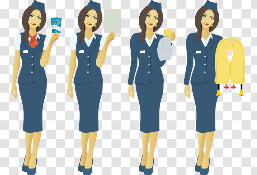 Airplane Flight Attendant Pre-flight Safety Demonstration - Joint - Attendants Transparent PNG