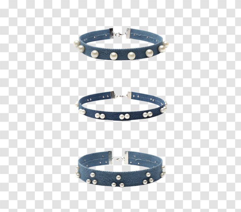 Bracelet Choker Necklace Pearl Jewellery - Denim - Set Transparent PNG