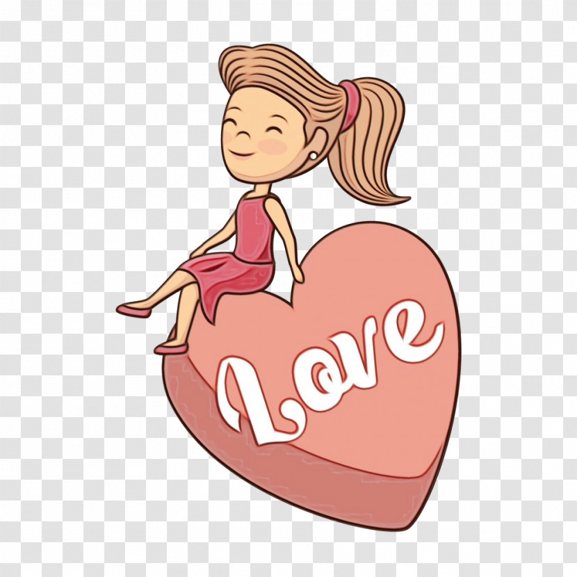 Cartoon Pink Heart Logo Love Transparent PNG
