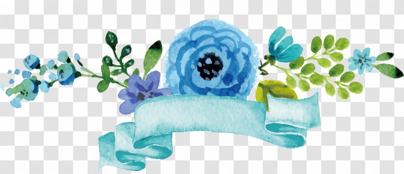 Watercolor Painting Download Flower - Ink Blue Free Stock Buckle Transparent PNG