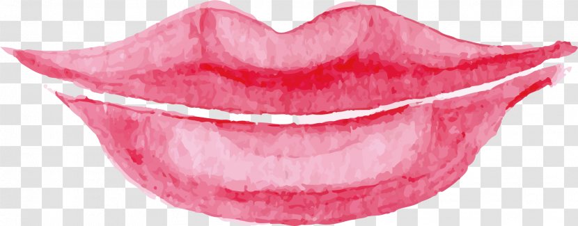 Lip Watercolor Painting Cartoon - Red Lips Transparent PNG