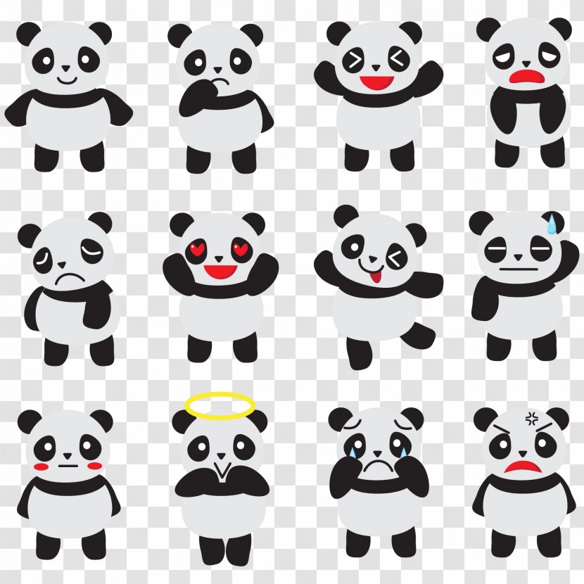 Giant Panda Bear Cuteness Clip Art - Emoji - Vector Emoticons Transparent PNG