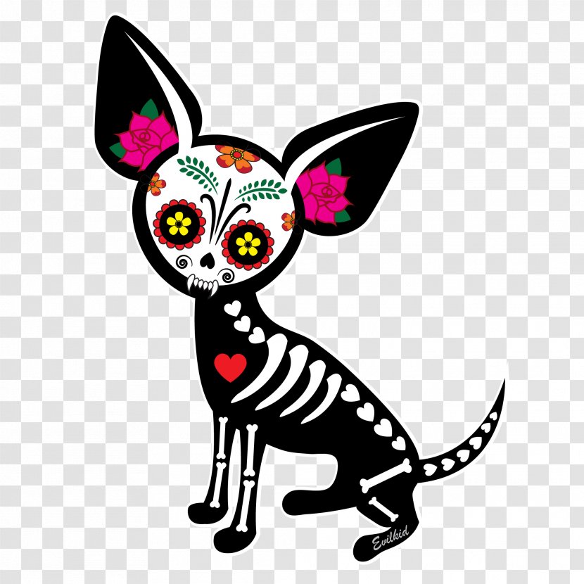 Chihuahua Calavera Skull Day Of The Dead Decal Transparent PNG