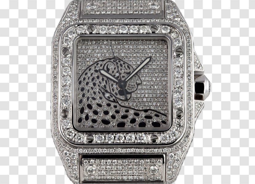 Cartier Santos 100 Watch Leopard Diamond - Accessory Transparent PNG