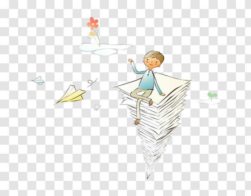 Paper Plane Airplane Child Illustration - Human Behavior - Cartoon Books Transparent PNG