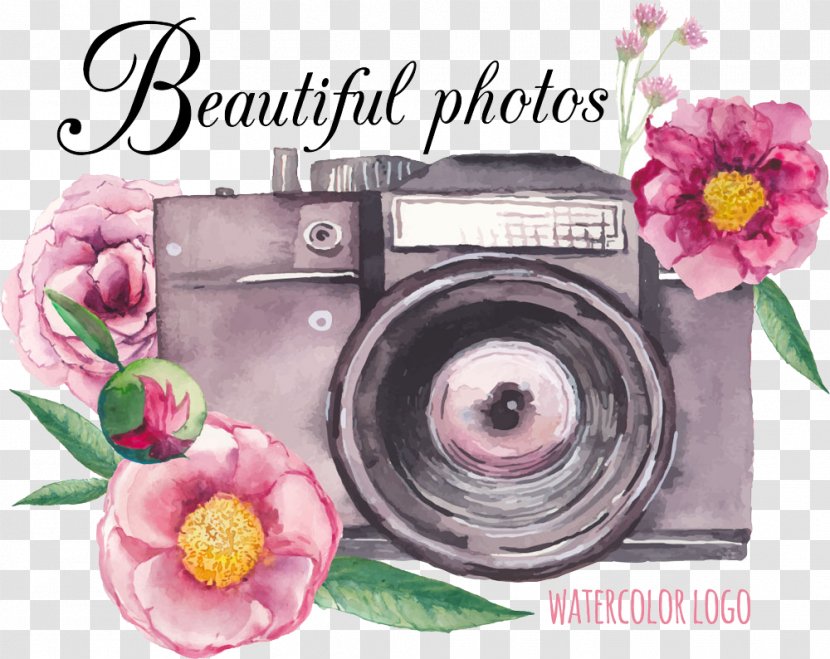 Camera Flower Drawing - Photographer - Vector Transparent PNG