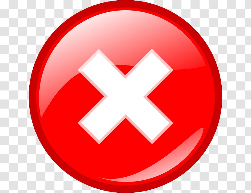 Error HTTP 404 Icon - Sign - Red Cross Mark File Transparent PNG