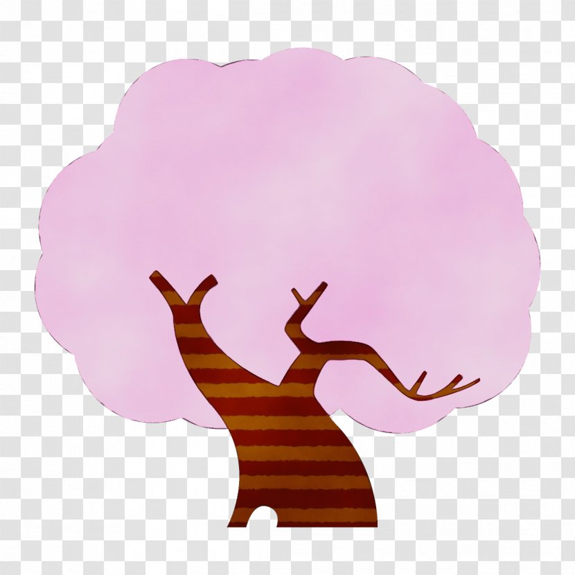 Silhouette Pink Cartoon Tree Clip Art - Gesture Sticker Transparent PNG