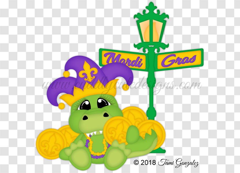 Bourbon Street Party Mardi Gras Alligators Clip Art - Animal Transparent PNG