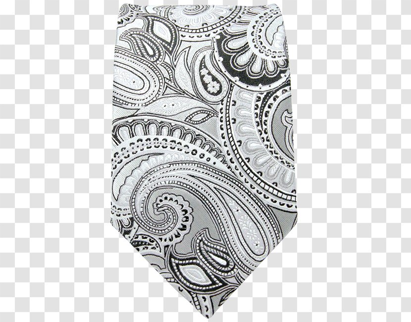 Paisley Necktie Handkerchief Silk Pocket - Black And White - Dress Transparent PNG