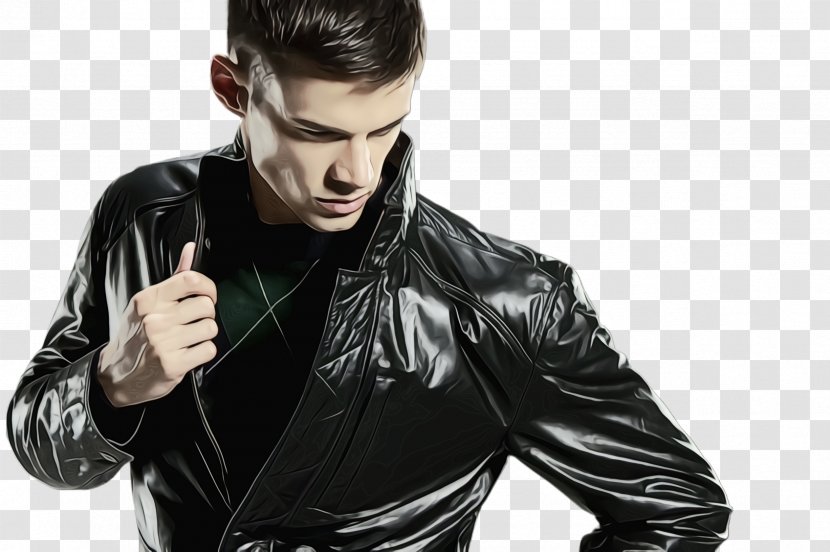 Leather Jacket Textile Outerwear - Sleeve - Fictional Character Top Transparent PNG