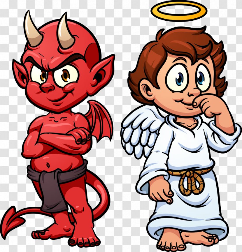 Devil Shoulder Angel Illustration - Heart - Vector And Transparent PNG