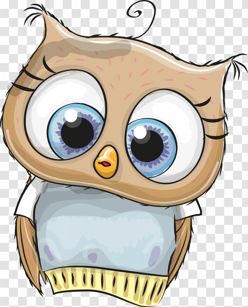 Owl Cartoon Illustration - Nose - Hand Painted Brown Transparent PNG