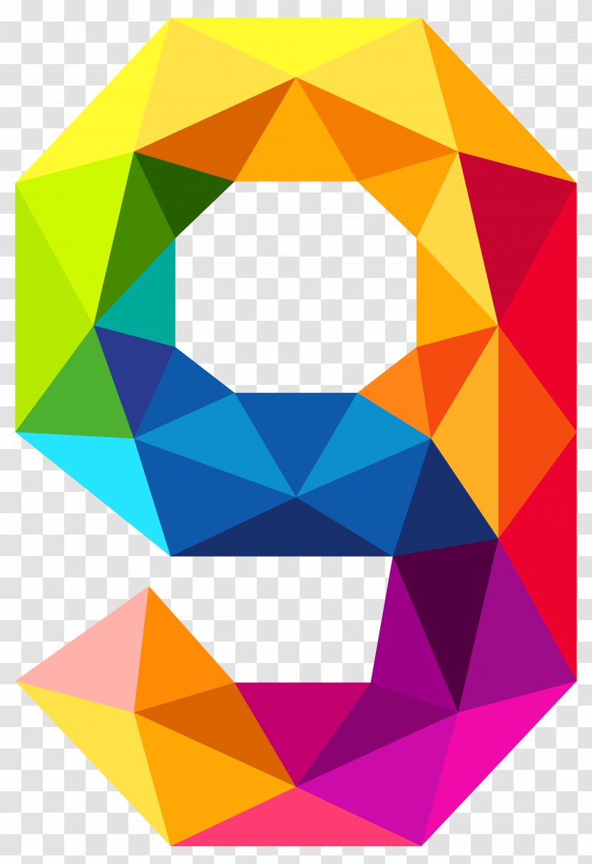 Triangular Number Color Clip Art - Symmetry - Colourful Triangles Nine Clipart Image Transparent PNG