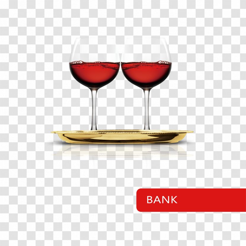 Red Wine Bank Glass Publicity - Logo Transparent PNG